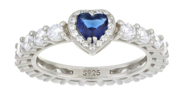 Anello Cocktail Donna Marimor In Acciaio Inox Nero Con Cristallo Zirconi Blu - 7.2 Ct